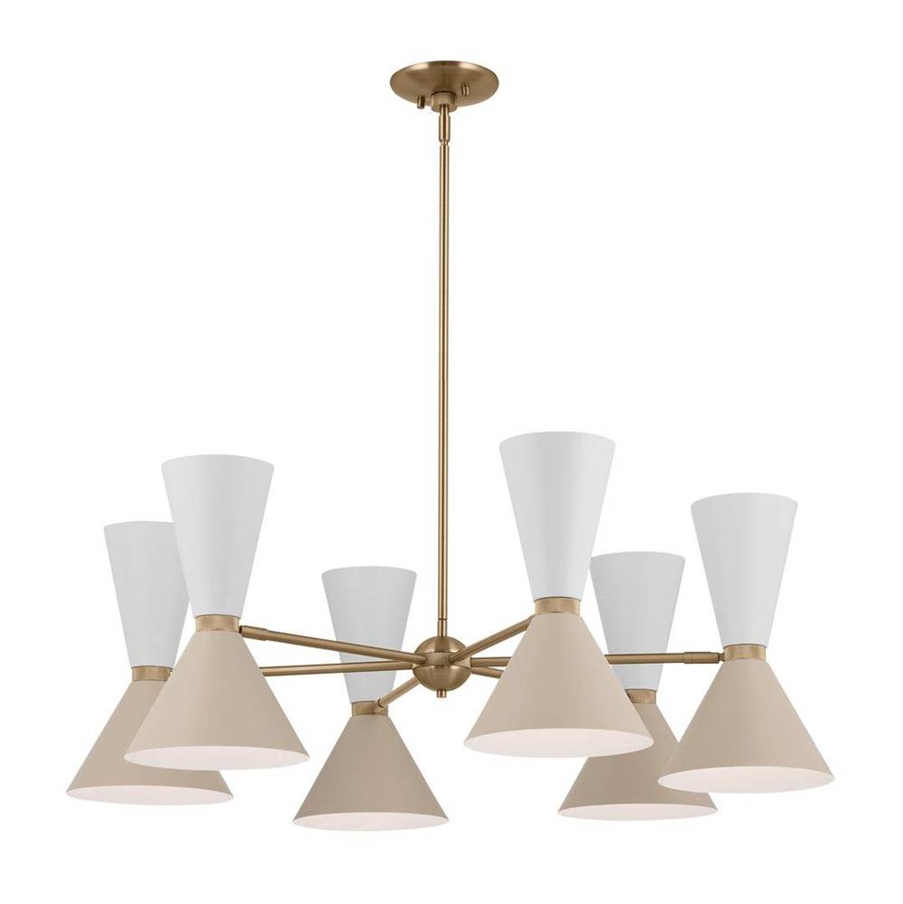 Kichler Lighting Phix 38.75 Inch 12 Light Chandelier in Champagne Bronze with Greige and White